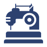 Sewing machine icon on black background